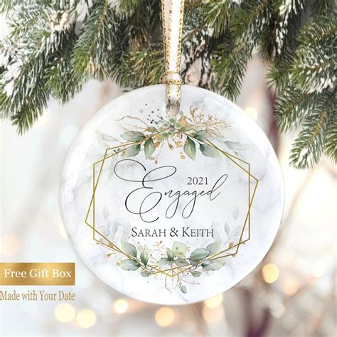 Personalized Engagement Ornament Engaged Ornament With Names Etsy