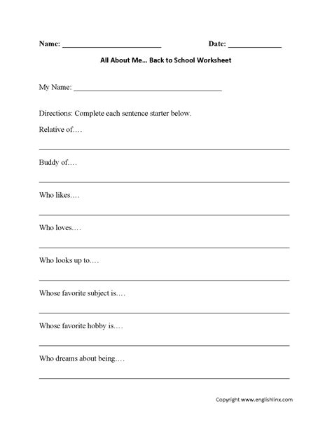 All About Me Worksheet First Grade All About Me Worksheet A