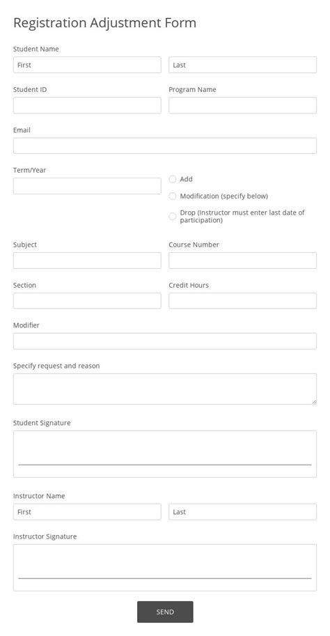 Free Registration Adjustment Form Template 123formbuilder