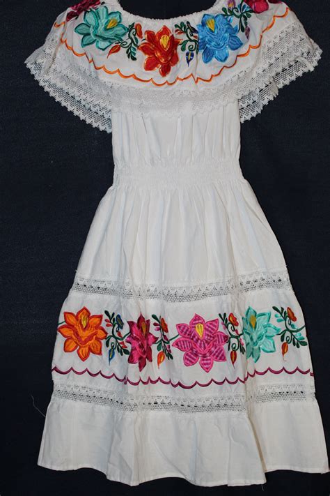 womens mexican dress off the shoulder with flower embroidery etsy mexican dresses mexican
