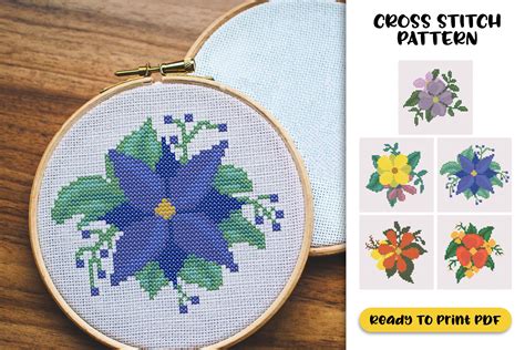 Flowers Cross Stitch Pattern Graphic By Pin Crafter · Creative Fabrica