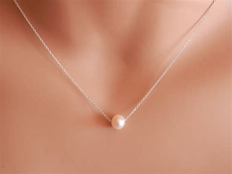 Bridesmaid Gift Single Pearl Necklace Gold Rose Gold Pearl Etsy
