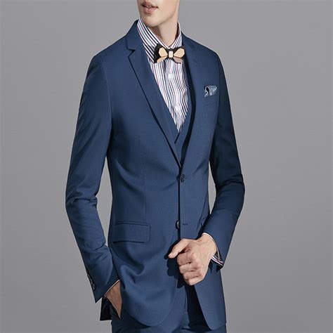 Navy Blue Business Suit Slim Fit For Men Groom Wedding Suits Prom Party