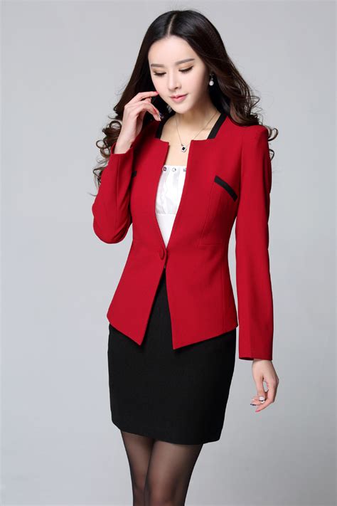 Candy Color One Button Women Skirt Suits For Business Nowsel
