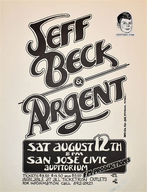 Jeff Beck Poster 1972 Signed By Randy Tuten Visible Vibrations