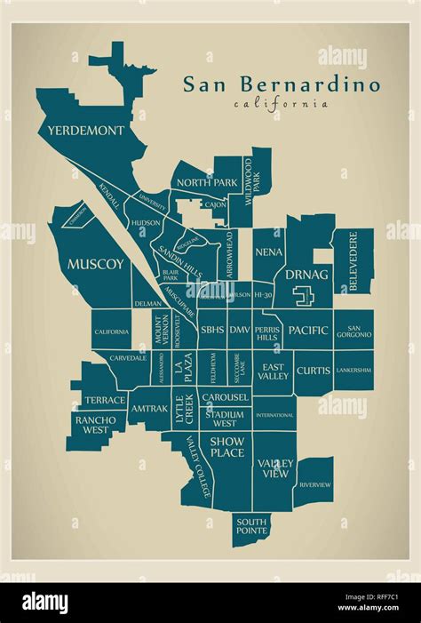 Modern City Map San Bernardino California City Of The Usa With