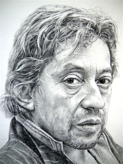 Le Portrait De Serge Gainsbourg 21297graphite 4h à 9b Papier Blanc