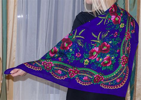 russian shawl ukrainian hustka platok babushka folk scarf etsy