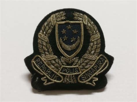 Rare Vintage Singapore Singapura Police Embroidered Patch Pin Badge Fs