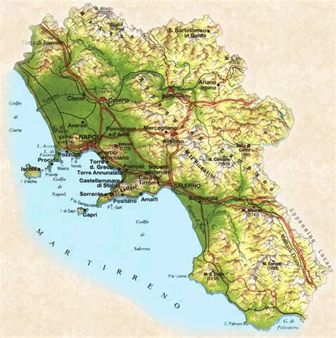 Pysical Map Of Campania Mapsof Net