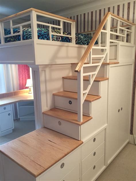 Just what i needed to organize my walk in closet. Loft bed with stairs, drawers, closet, shelves and desk ...