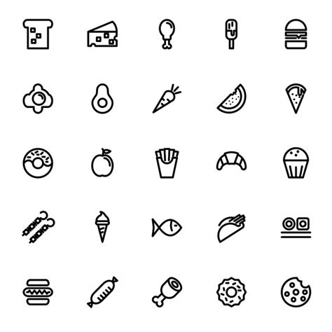 Food Outline Vector Icon Set Food Icons Outline Icons Food Png And