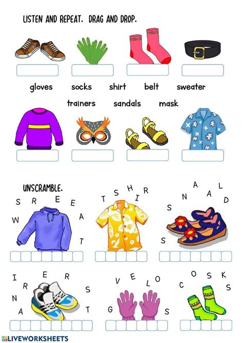 Clothes Online Activity For Grade 3 You Can Do The Exercises Online Or