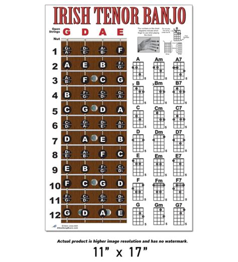 Irish Tenor Banjo Fretboard And Chord Poster A New Song Music