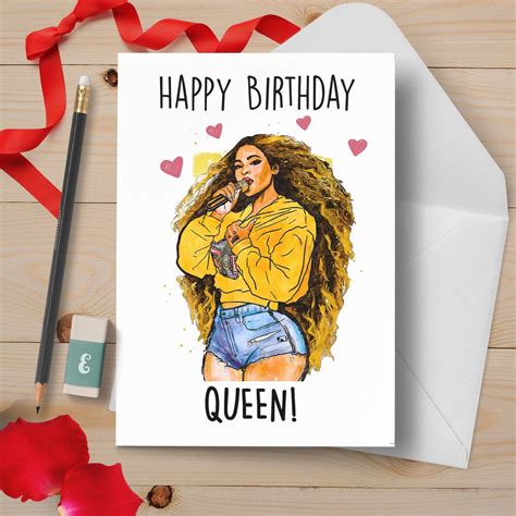 Beyonce Birthday Card Queen Beyonce Bithday Card Happy Etsy