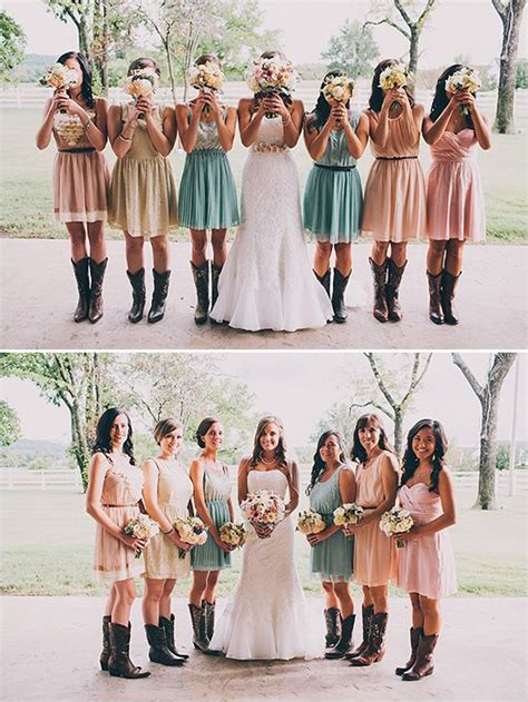 Love This Bridesmaid Dresses And Cowboy Boots Photo By Justin