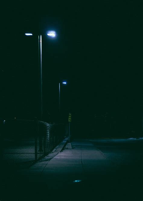 Lighted Street Post At Nighttime Dark Photography Street Light