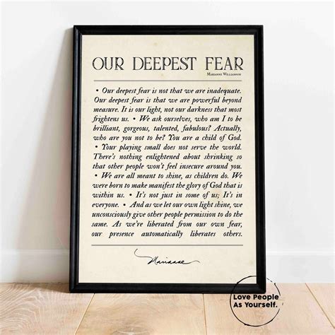 Our Deepest Fear Poem Marianne Williamson Wall Art Print Etsy