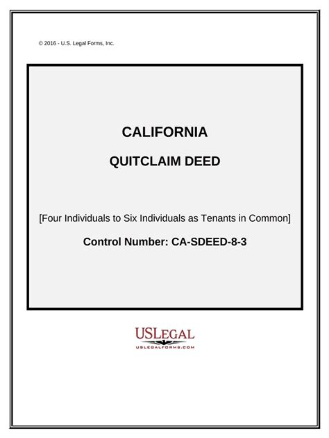 Quitclaim Deed For Four Individuals To Six Individuals As Tenants In