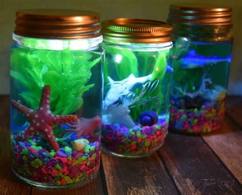 Light Up Mason Jar Aquariums The Tiptoe Fairy