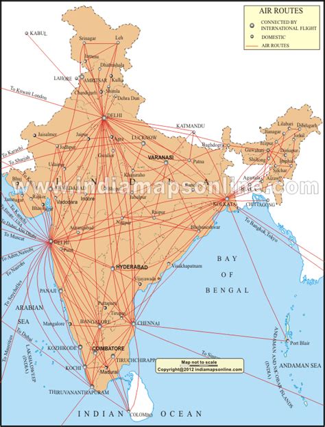 Air Routes Map Of India India Air Routes Network Map India Map