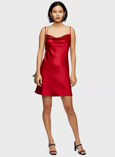 Red Cowl Neck Slip Dress As Part Of An Outfit Red Slip Dress Slip