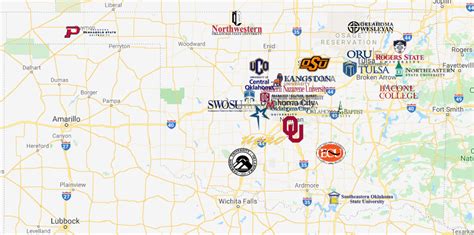 Colleges In Oklahoma Map Cameron University Central University