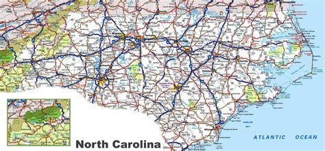 North Carolina State Road Map Glossy Poster Picture Photo Banner Nc City Poster Pictures