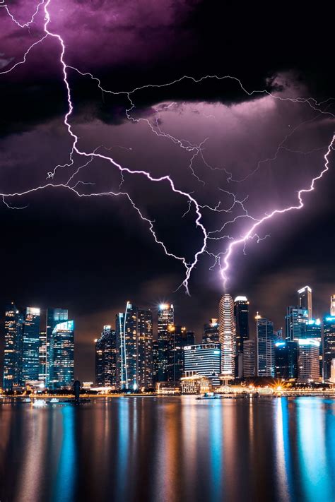Impressive Lightning Lightning City Lightningstrike Thunderstorm