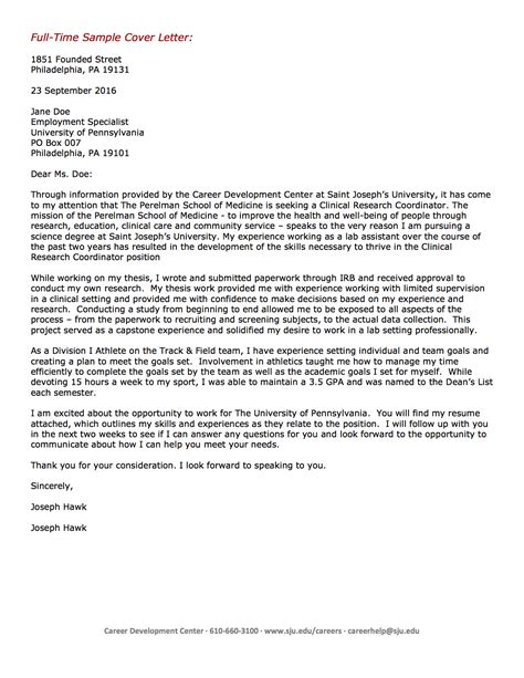 Sep 02, 2018 · as a general rule, you should tailor the language, style, and tone of your cover letter to the type of role and company to which you're applying. Full-Time Sample Cover Letter - Career Development Center