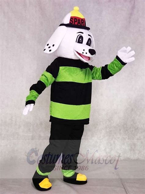 Green And Black Suit Nfpa Sparky The Fire Dog Mascot Costumes