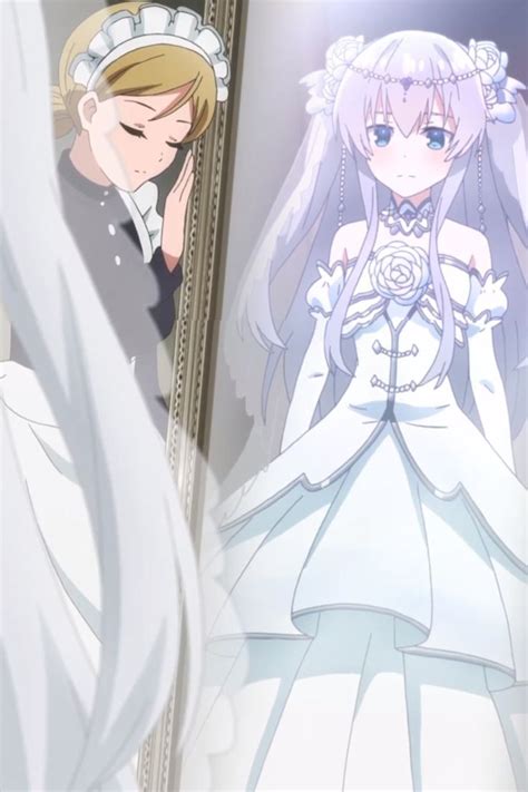 An Anime Scene With Two Women Dressed In White And One Is Looking At