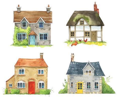Drawing Of English Cottages Illustrations Royalty Free Vector Graphics