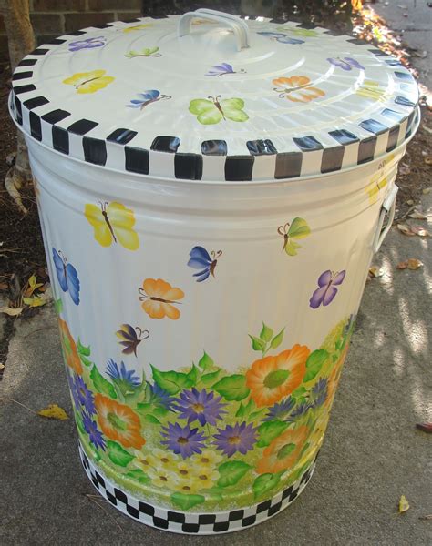 Decorative Outdoor Garbage Cans Ahome Painted Trash Cans Trash