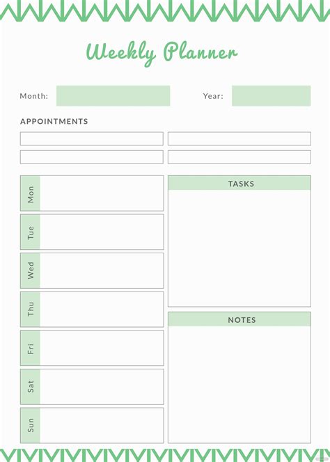 Printable Weekly Planner Template Free Template Ideas