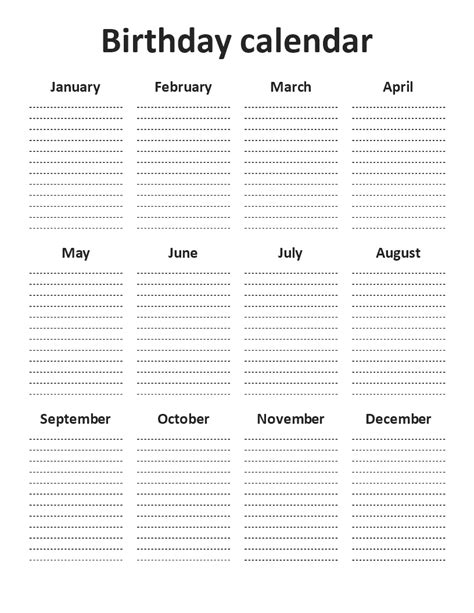 Best Fillable Birthday Calendar Free Get Your Calendar Printable