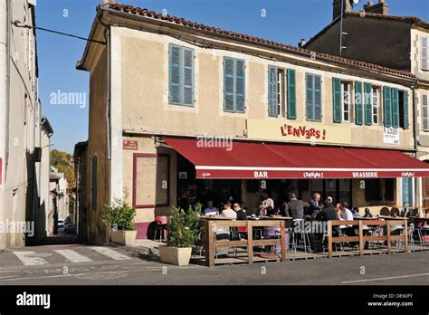terrace of the restaurant L´envers, Auch, Gers department Stock Photo, Royalty Free Image ...