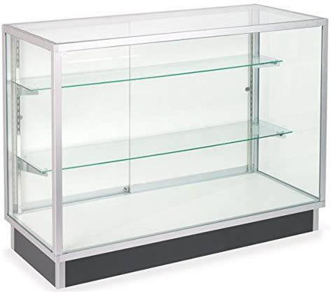 Free Standing Glass Display Cabinet Tempered Glass And Clear Coat Aluminum Frame For Retail