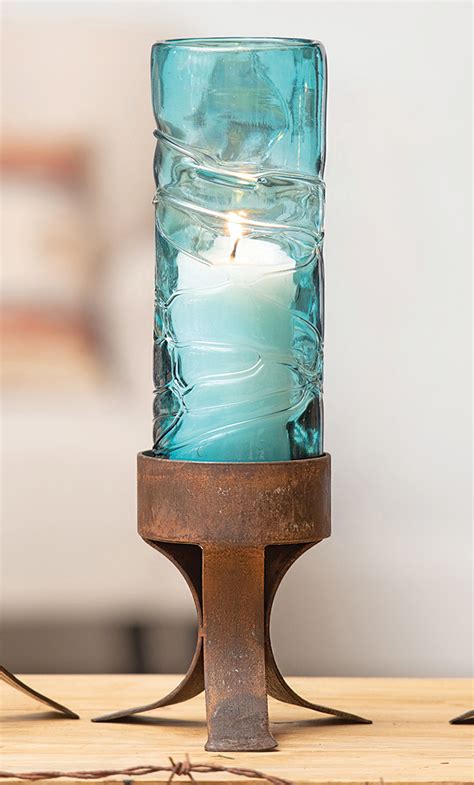 Rustic Candle Holders Diamond Candle Holder With Turquoise Crosses