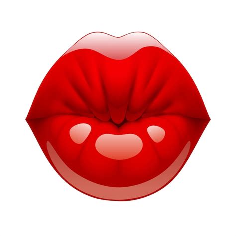 Premium Vector Three Dimensional Female Glossy Kissing Red Lips