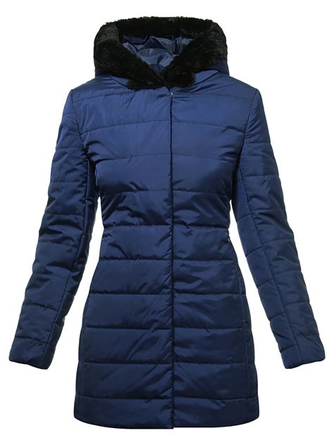 Ma Croix Womens Winter Lightweight Poly Down Puffer Hooded Parka Coat