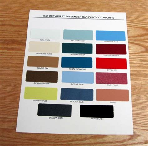 1955 Chevy Paint Chip Chart All Original Colors Usa Made 1955