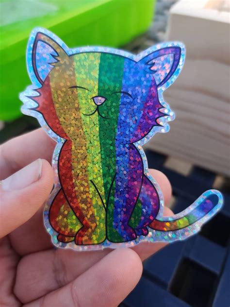 Glitter Lgbtq Rainbow Pride Kitty Sticker Lgbtq Flag Pride Sticker Decal Queer Art Ts Under 5
