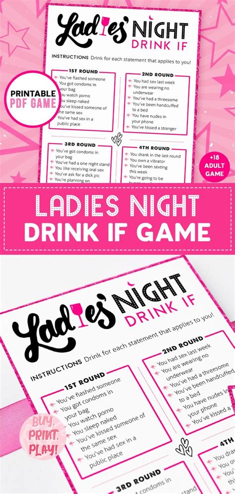 Drink If Game Ladies Night Games Girls Night Out Fun Etsy In 2022