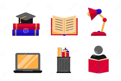 Set Of Study Icons In Colorful Flat Style Stock Vector Illustration