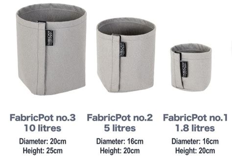 fabric pot no 1 to no 3 pack 1 8 10 litres fabricpot fabricpot