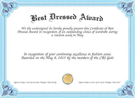 new best dressed certificate templates best dressed award certificate templates nice dresses