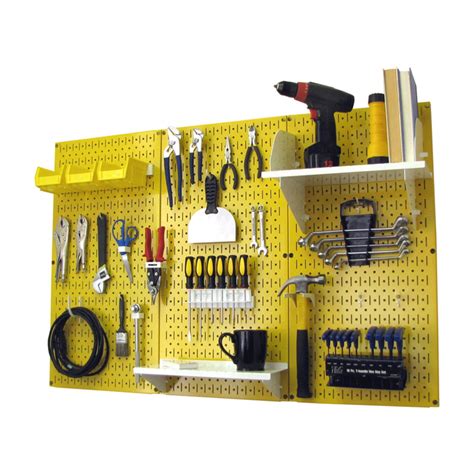 4ft Metal Pegboard Standard Tool Storage Kit Yellow Toolboard And White