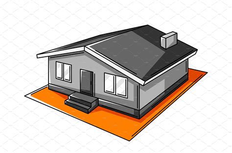 Illustration Of Single Storey House Vector Graphics Creative Market