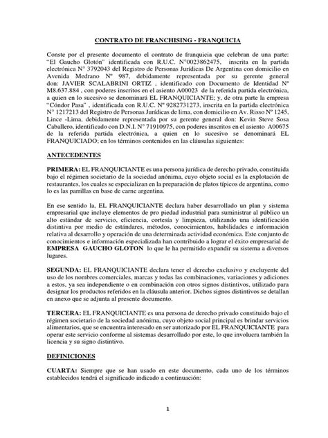 Contrato De Franquicia Pdf Arbitraje Marca Comercial